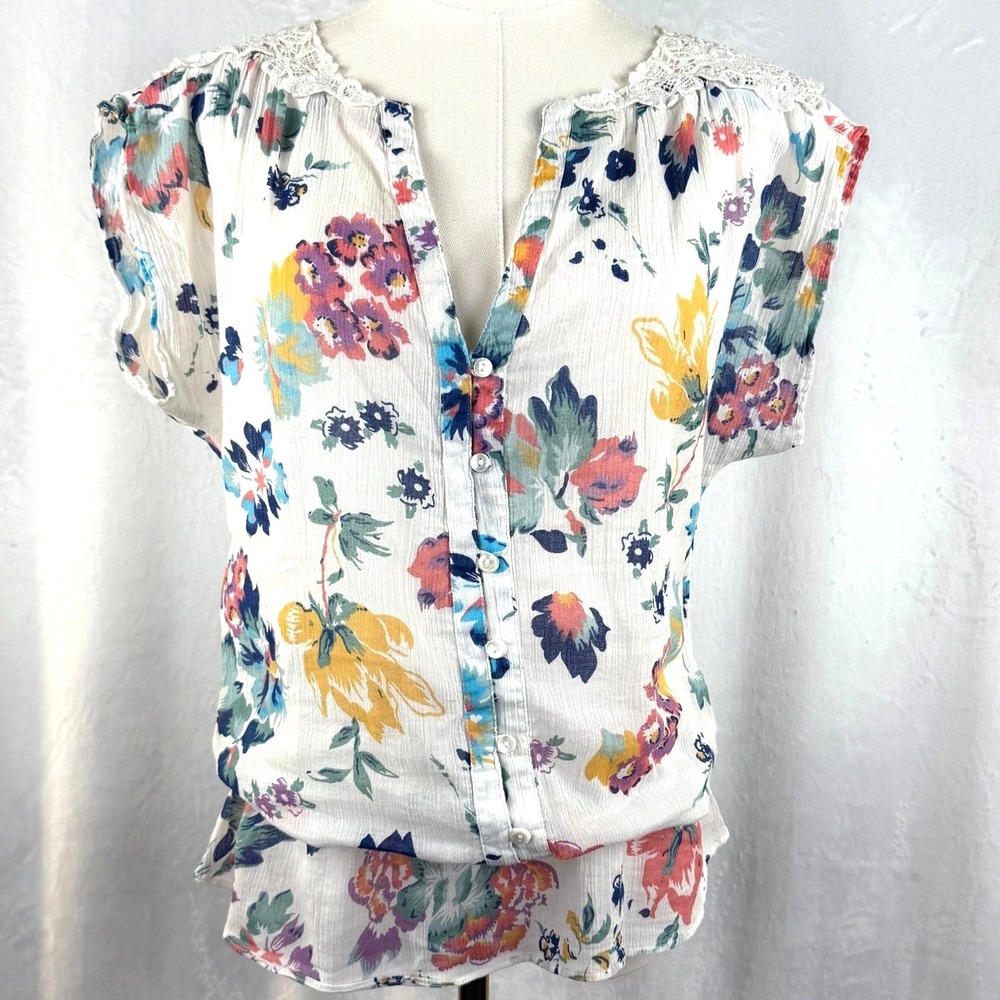 Vintage Monsoon Floral Peplum Top Cottagecore Prairie Romantic Boho Size‎ 6